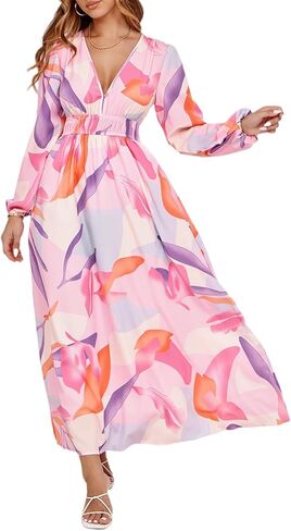 Sissyaki Womens Long Sleeve Summer Maxi Dress 2026 Floral Dress Spring Wedding Guest Dress in Kuwait