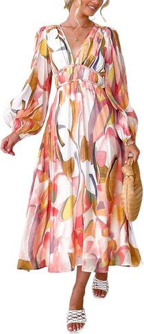 Sissyaki Womens Long Sleeve Summer Maxi Dress 2026 Floral Dress Spring Wedding Guest Dress in Kuwait