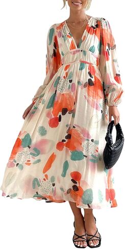 Sissyaki Womens Long Sleeve Summer Maxi Dress 2026 Floral Dress Spring Wedding Guest Dress in Kuwait