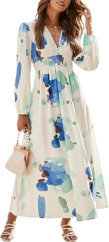 Sissyaki Womens Long Sleeve Summer Maxi Dress 2026 Floral Dress Spring Wedding Guest Dress in Kuwait