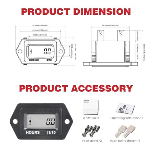 عداد الساعة الرقمي، تيار متردد/تيار مستمر 5 فولت إلى 277 فولت، مقاوم للماء IP68، يستخدم في مولد جرار الحديقة ZTR/ركوب جزازة العشب، سكوتر نادي السيارة، رافعة شوكية، ماكينة تشذيب أوراق الشجر، منشار كهربائي in Kuwait