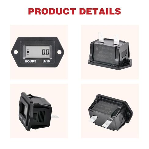 عداد الساعة الرقمي، تيار متردد/تيار مستمر 5 فولت إلى 277 فولت، مقاوم للماء IP68، يستخدم في مولد جرار الحديقة ZTR/ركوب جزازة العشب، سكوتر نادي السيارة، رافعة شوكية، ماكينة تشذيب أوراق الشجر، منشار كهربائي in Kuwait