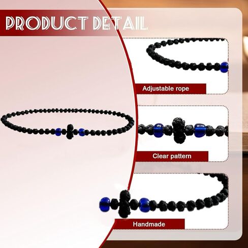 BONITTER 10PCS Black Orthodox Prayer Rope Bracelet, Chotki Komboskini, Christian Prayer Beads with Cross Religious Easter Gift(Red) in Saudi Arabia