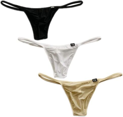 COMLIFE Men's Ice Silk Solid Color G-String Thongs Underwear Flat Pouch Low Waist Breathable Thong Briefs in Saudi Arabia