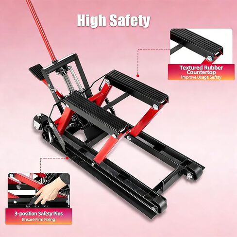 Hydraulic Lift Jack, 1500 LBS Capacity Scissor Lift Jack, with 4 Wheels, Non-Slip Platform, Foot-Operated Hoist Stand, for Motorcycle ATV UTV in Kuwait