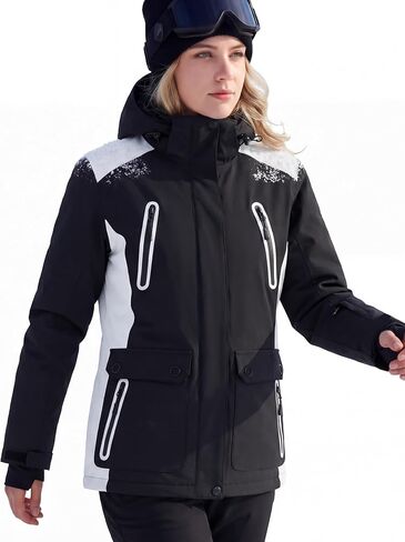 FREE SOLDIER Women's Waterproof Ski Jacket Fleece Lined Winter Coat Windproof Hooded Jacket Fully Taped Seams in Saudi Arabia