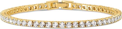 Kezef CZ Tennis Bracelet for Women – 3mm Cubic Zirconia, 14K Gold Plated over Brass, Classic Tennis Bracelet in Multiple Lengths in Saudi Arabia