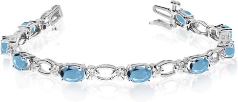 14k White Gold Natural Aquamarine And Diamond Tennis Bracelet in Saudi Arabia