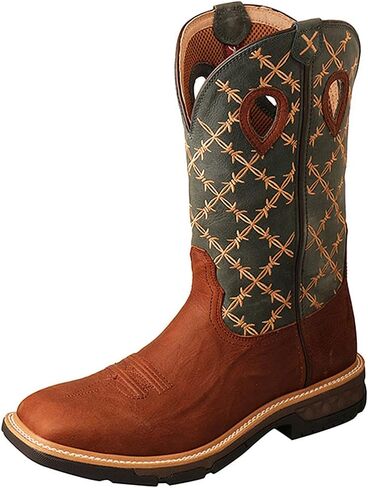 Twisted X Men's 12" Western Work Boot, Square Toe with CellStretch, Mocha & Slate, 11.5 EE in Saudi Arabia