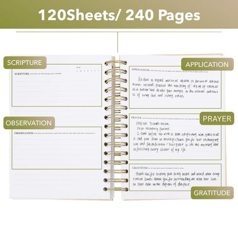 Mr. Pen- Abide Bible Study Journal – A5 Hardcover Journal with 240 Pages, 120gsm Paper, Gold Metal Spiral, Christian Gift for Women, SOAP Bible Study Method in Saudi Arabia