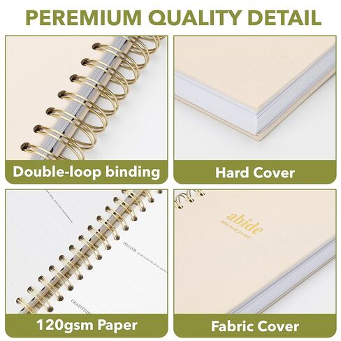 Mr. Pen- Abide Bible Study Journal – A5 Hardcover Journal with 240 Pages, 120gsm Paper, Gold Metal Spiral, Christian Gift for Women, SOAP Bible Study Method in Saudi Arabia