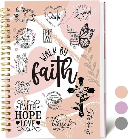 XKDOUS Hardcover Spiral Notebook with Tabs and Bible Tracker, College Ruled Notebook Journal, Church Notes Journal for Women, Bible Journal, Blank Notebooks for Work School Note taking, Purple in Kuwait