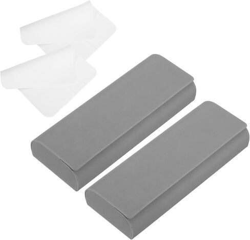uxcell 2 Pcs Hard Shell Eyeglasses Case, Leather Glasses Case with Eyeglass Cloth Lightweight Portable Storage Bag PU Leather for Women Men Sunglasses, Classic Design Dark Gray in Saudi Arabia