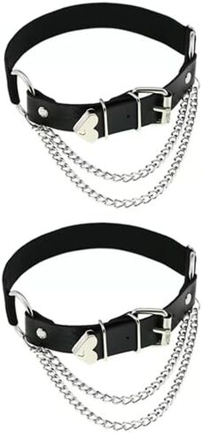 Adjustable Heart Garter 2 PCS, Punk Leather Garter with Chains Body Accessories in Saudi Arabia