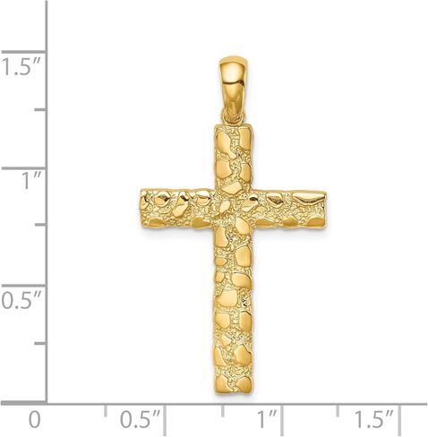قلادة صليب ديني من Diamond2Deal من الذهب الأصفر عيار 14 قيراط (طول - 37 مم عرض - 20.5 مم) in Saudi Arabia