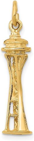 Solid 14K Yellow Gold Seattle Tower Charm (1.04 x 0.24 Inches) in Saudi Arabia