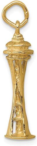 Solid 14K Yellow Gold Seattle Tower Charm (1.04 x 0.24 Inches) in Saudi Arabia