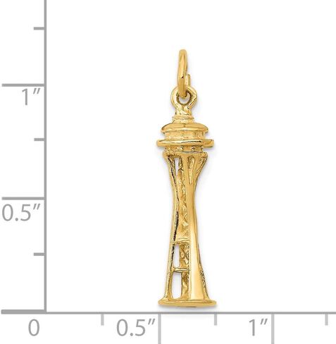 Solid 14K Yellow Gold Seattle Tower Charm (1.04 x 0.24 Inches) in Saudi Arabia