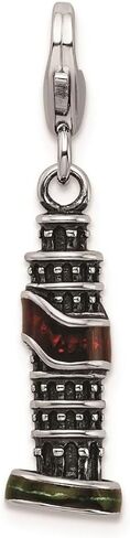 925 Sterling Silver Enameled Leaning Tower of Pisa Pendant in Saudi Arabia