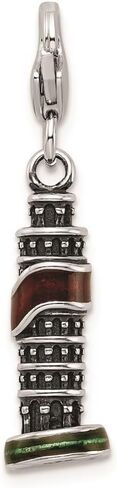 925 Sterling Silver Enameled Leaning Tower of Pisa Pendant in Saudi Arabia