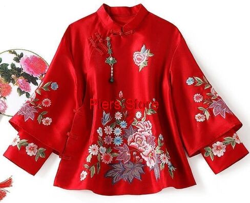 المرأة القطن Vintage نمط العرقية التطريز الصينية القمم سترة فضفاضة معطف تانغ دعوى الإناث الخريف Hanfu in Kuwait