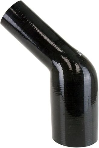 HPS HTSER45-200-325-BLK سيليكون درجة حرارة عالية 4 طبقات معززة 45 درجة خرطوم توصيل مخفض للكوع، أقصى ضغط 55 رطل لكل بوصة مربعة، طول الساق 4 بوصات على كل جانب، 2 بوصة > 3-1/4 بوصة معرف، أسود in Kuwait