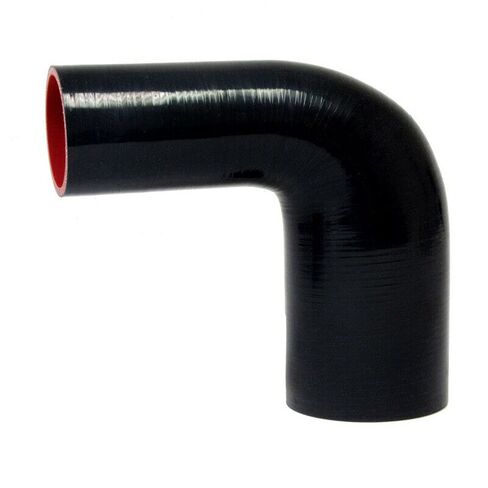 HPS HTSER90-225-300-BLK Silicone High Temperature 4-ply Reinforced 90 degree Elbow Reducer Coupler Hose, 55 PSI Maximum Pressure, 4" Leg Length on each side, 2-1/4" > 3" ID, Black in Saudi Arabia