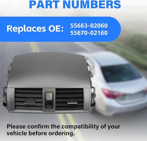 55663-02060 لوحة تنفيس الهواء لمنفذ تكييف الهواء في المنتصف متوافقة مع 2008-2013 Toyota Corolla، بديل لـ 55670-02160 in Kuwait