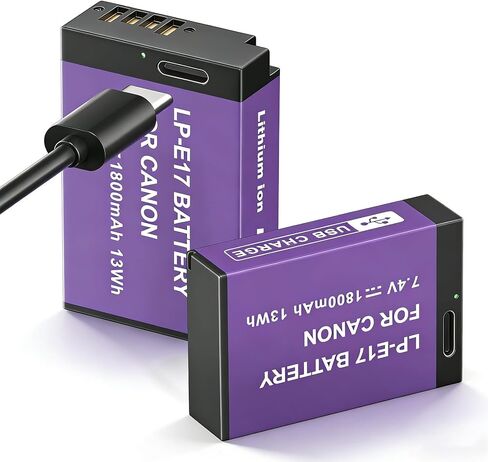 بطارية Mspalocell 2 حزمة Canon LP-E17، بطاريات بديلة LP-E17 بقدرة 1800 مللي أمبير في الساعة مع شحن مباشر من النوع C لكاميرا Canon RP Rebel SL2 SL3 T6i T6s T7i M3 M5 M6 200D 77D 750D 760D 800D 8000D KISS X8i in Kuwait