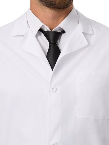 معطف مختبر أبيض احترافي للرجال، معطف طبيب بأكمام طويلة وأزرار أمامية مع 3 جيوب (COZYFIT سابقًا) in Kuwait