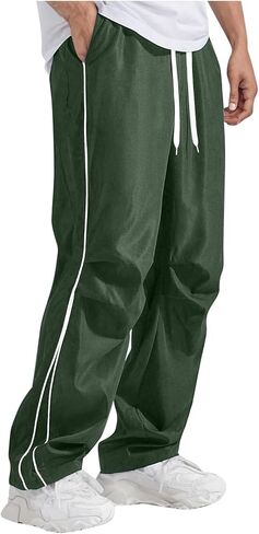 Men's Athletic Sweatpants for Workout Running Gym Loose Fit Drawstring Open Bottom Jogging Pants with Pockets in Saudi Arabia