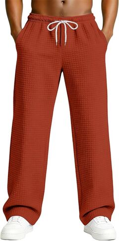 Mens Pants Wide Leg Baggy Sweatpants Loose Fit Lightweight Solid Casual Joggers with Pockets in Saudi Arabia