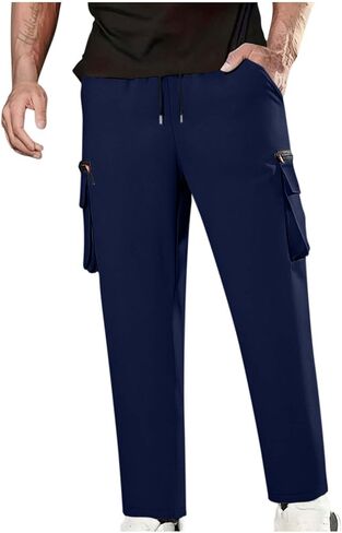 Men's Casual Cargo Sweatpants Waist Drawstring Joggers Tactical Loose Fit Pants for Men with Multi Pockets 2026 in Saudi Arabia