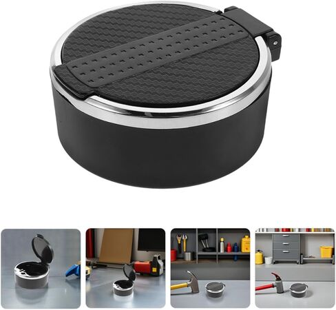 NUOBESTY 2pcs Car Ashtray with Lid Smokeless Vehicle Cup Ash Tray Carbon Fiber Design Small Car Interior Trash Can for Travel Office Home Use in Saudi Arabia
