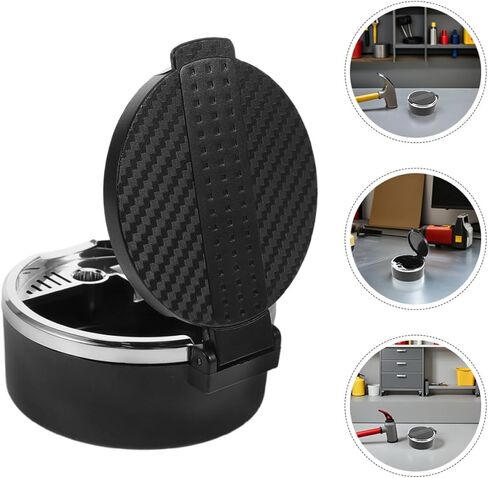 NUOBESTY 2pcs Car Ashtray with Lid Smokeless Vehicle Cup Ash Tray Carbon Fiber Design Small Car Interior Trash Can for Travel Office Home Use in Saudi Arabia