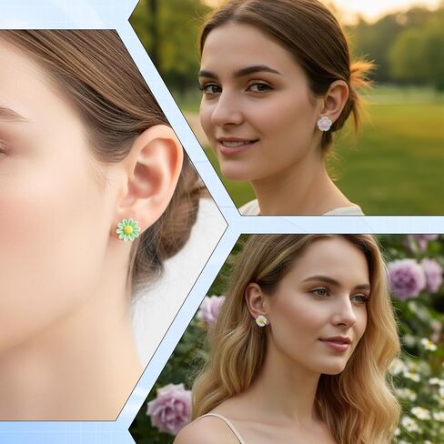 36 زوجًا من الأقراط البلاستيكية، أقراط مرصعة بالراتنج الملون خفيفة الوزن لطيفة على شكل زهور مجوهرات للأذنين الحساسة in Saudi Arabia
