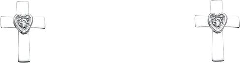 Wellingsale 14K الذهب الأبيض المصقول عبر أقراط مع المسمار الخلفي in Saudi Arabia