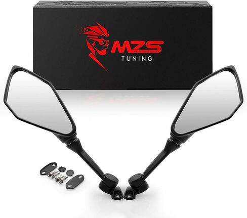 MZS Adventure Motorcycle Mirrors, 10mm 8mm Folable Motorbike Rear View Handlebar Side Mirror with Aluminum Mount Black Fit for Street Dirt Electric Bike Ebike Scooter ATV Quad in Kuwait