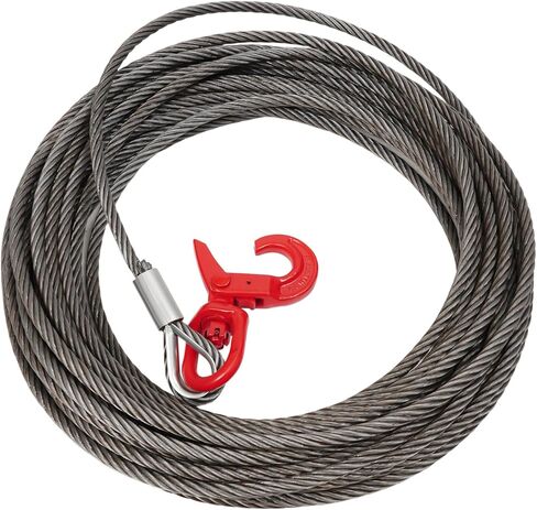 Carbon Steel Winch Cable,18100 lbs Breaking Strength, 7/16 Inch x 75 Feet Heavy Duty Towing Cable with 360° Swivel Self Locking Hook Universal Fit for Winch Operations, Lifting, Towing in Saudi Arabia