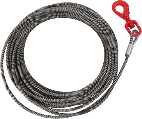 Carbon Steel Winch Cable,18100 lbs Breaking Strength, 7/16 Inch x 75 Feet Heavy Duty Towing Cable with 360° Swivel Self Locking Hook Universal Fit for Winch Operations, Lifting, Towing in Saudi Arabia