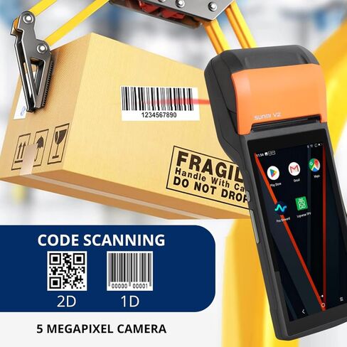 POS PDA Receipt Printer 58mm High Speed Thermal Printer with Android 12, 5.45’’ Touch Screen. Handheld Mobil SUNMI Point of Sale Tablet. Scan 1D/2D barcodes. in Saudi Arabia