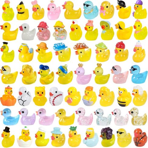 60 قطعة من البط الصغير من الراتنج، بط صغير للاختباء، تماثيل حيوانات بلاستيكية صغيرة، أشكال مصغرة صغيرة تتوهج في الظلام in Kuwait