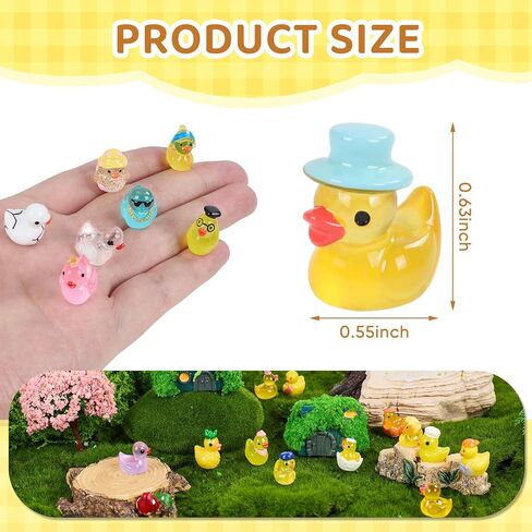 60 قطعة من البط الصغير من الراتنج، بط صغير للاختباء، تماثيل حيوانات بلاستيكية صغيرة، أشكال مصغرة صغيرة تتوهج في الظلام in Kuwait