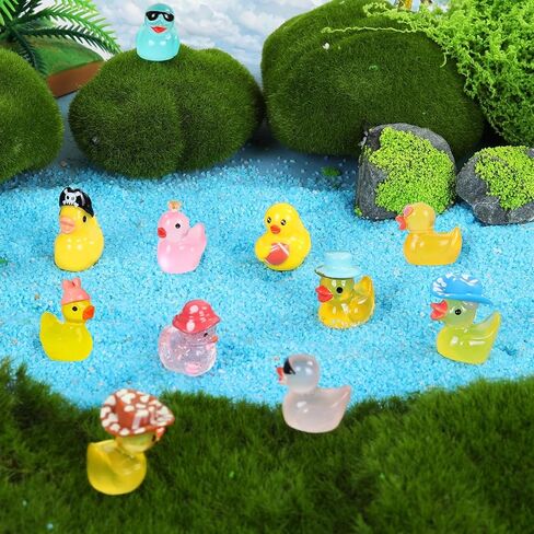 60 قطعة من البط الصغير من الراتنج، بط صغير للاختباء، تماثيل حيوانات بلاستيكية صغيرة، أشكال مصغرة صغيرة تتوهج في الظلام in Kuwait