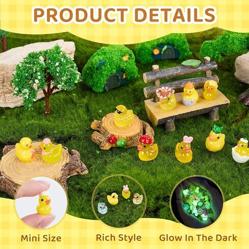 60 قطعة من البط الصغير من الراتنج، بط صغير للاختباء، تماثيل حيوانات بلاستيكية صغيرة، أشكال مصغرة صغيرة تتوهج في الظلام in Kuwait