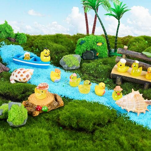 60 قطعة من البط الصغير من الراتنج، بط صغير للاختباء، تماثيل حيوانات بلاستيكية صغيرة، أشكال مصغرة صغيرة تتوهج في الظلام in Kuwait