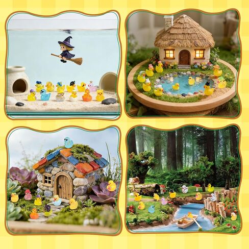 60 قطعة من البط الصغير من الراتنج، بط صغير للاختباء، تماثيل حيوانات بلاستيكية صغيرة، أشكال مصغرة صغيرة تتوهج في الظلام in Kuwait