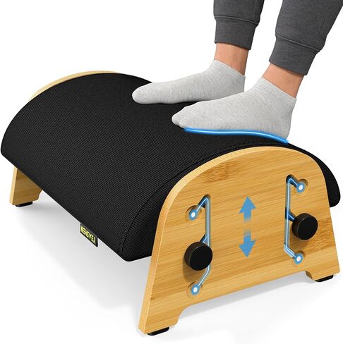 Ergonomic Foot Rest Under Desk at Work, Bamboo Wood Adjustable Foot Stool Under Desk with 6 Positions, Office Footrests with Memory Foam, Leg Rest Used for Car, Home, PC Gaming Accessories in Kuwait