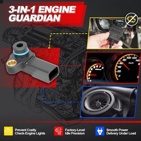 MAP Sensor Manifold Absolute Pressure: Compatible with Ford 2011-2019 F-250 Super Duty V8 6.7L, 2011-2019 F-350 Super Duty V8 6.7L, 2011-2019 F-450 Super Duty V8 6.7L, 2011-19 F-550 Super Duty V8 6.7L in Kuwait