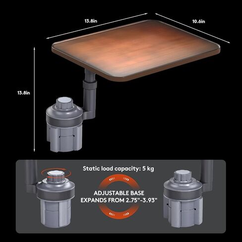 طاولة صينية السيارة ومكتب كمبيوتر محمول للسيارة، حامل كمبيوتر محمول خشبي للسيارة قابل للتعديل بزاوية 360 درجة، صينية عجلة القيادة، طاولة حامل أكواب، متوافقة مع تيسلا ومعظم المركبات الجوز in Kuwait